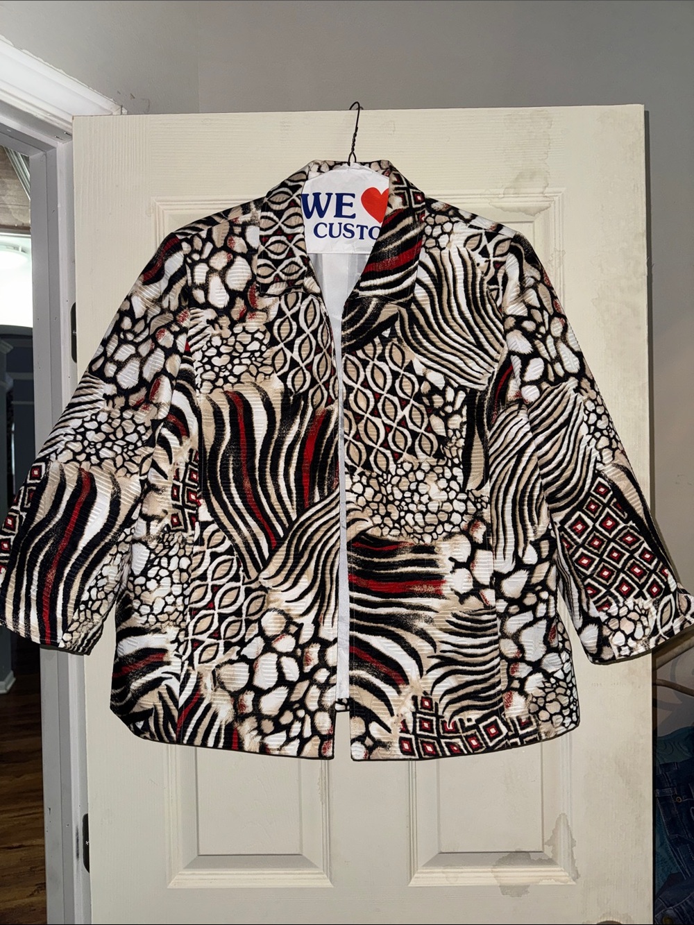 Alfred Dunner Black White & Red Patterned jacket